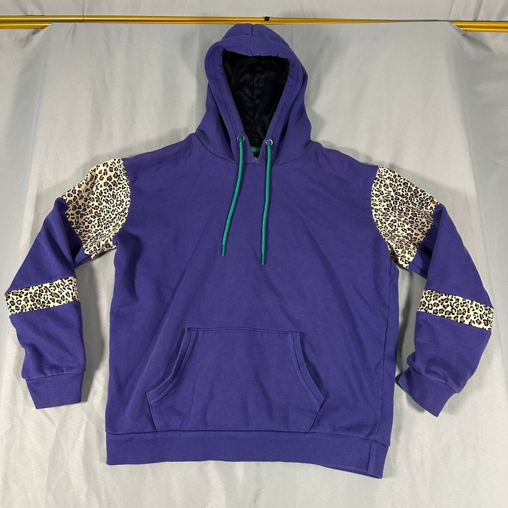Cotton On Purple Leopard Print Sleeve Hoodie Mens Medium Streetwear